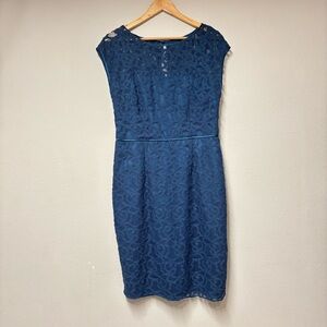 Coldwater Creek Dark Blue Fitted Lace Midi Dress